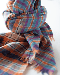 Épice Accessories Orange Check Blanket Shawl in Orange