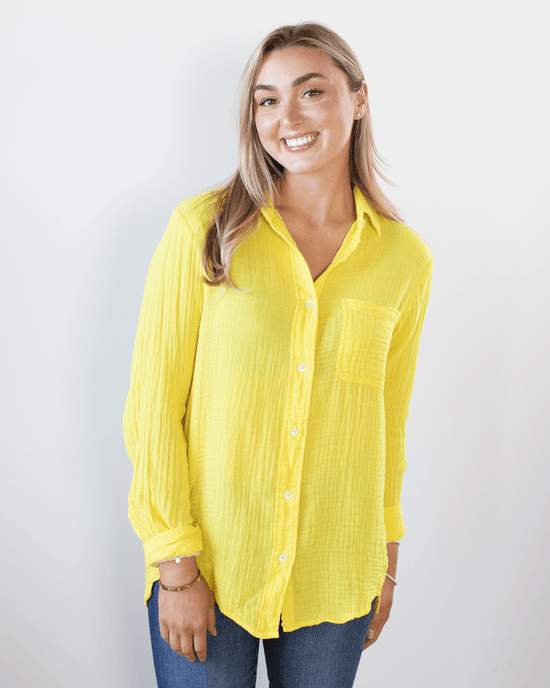 Felicite Apparel Boyfriend Top in Dandelion 