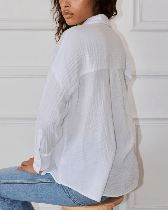 Felicite Apparel Clothing Drop Shoulder Shirt in White