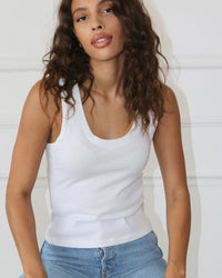 Felicite Apparel Clothing Scoop Neck Tank in White