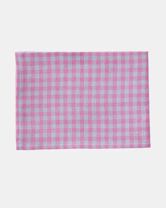 Fog Linen Work Home Pink/Grey Plaid / O/S Linen Kitchen Cloth - Colette