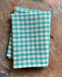 Fog Linen Work Home Green/White Check / O/S Linen Kitchen Cloth - Jules