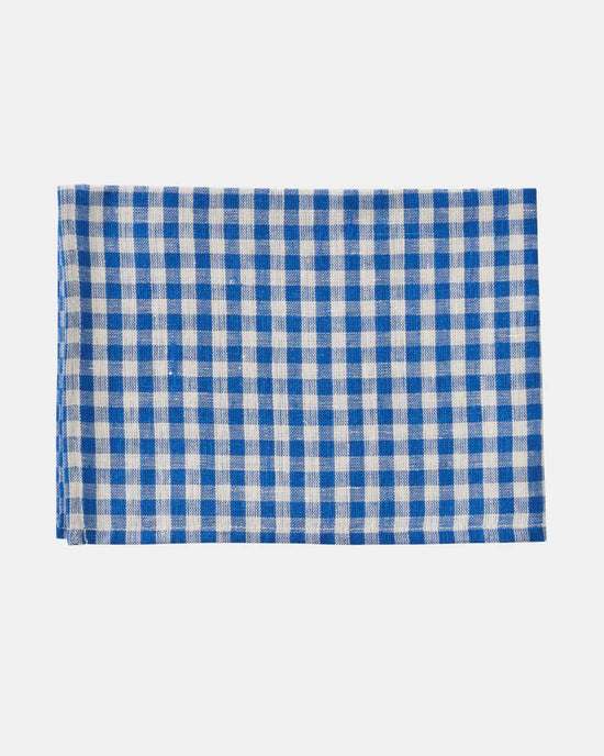 Fog Linen Work Home Blue/Beige Plaid / O/S Linen Kitchen Cloth - Paule