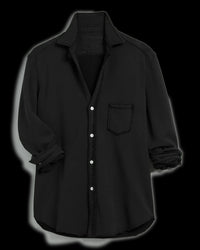 Frank & Eileen Clothing Eileen Relaxed Button Up in Black Triple Fleece