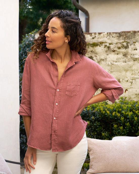 Frank & Eileen Eileen Relaxed Button-Up in Mauve Linen 