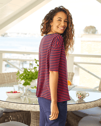 Frank & Eileen Josephine French Tee in British Royal Navy & Red Stripe 