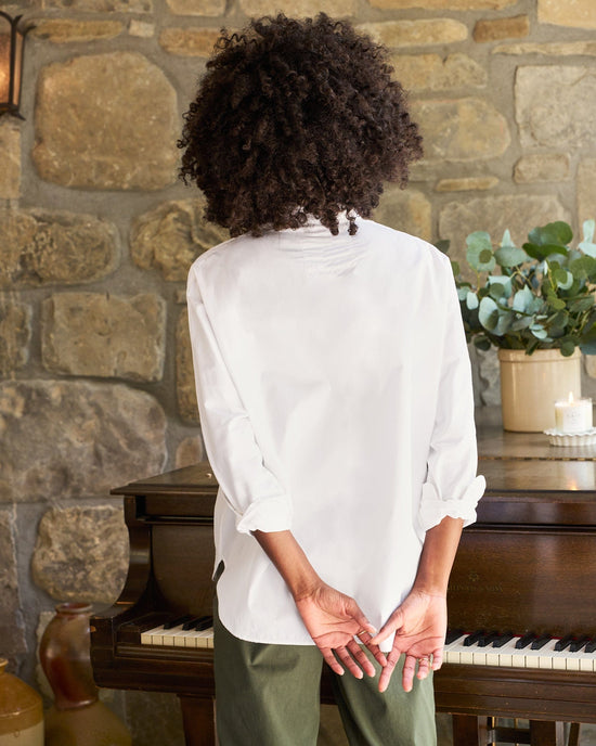 Frank & Eileen Oona Continuous Button Up Shirt in White Superluxe 