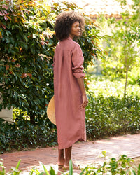 Frank & Eileen Clothing Rory Maxi Shirtdress in Mauve Linen