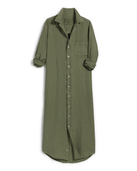 Frank & Eileen Clothing Rory Maxi Shirtdress in Olive Linen