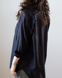 Frank & Eileen Clothing Shirley Oversized Button Up Shirt in Sheer Black Stripe