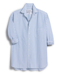 Frank & Eileen Shirley Oversized Button Up Shirt in White, Blue Stripe 