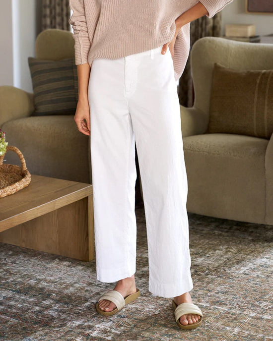 Frank & Eileen Wexford Wide-Leg Linen Pant in White Linen 