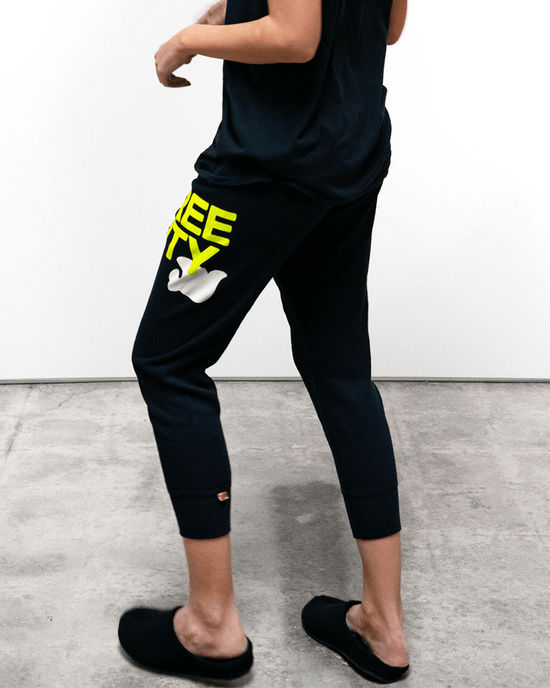 Free City Large 3/4 Sweatpants in Squidink Lemons 