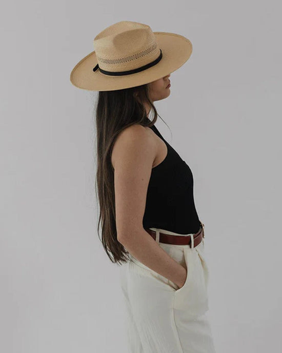 Gigi Pip Accessories Saguaro Wide Brim Fedora in Natural