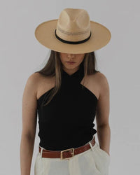 Gigi Pip Accessories Saguaro Wide Brim Fedora in Natural