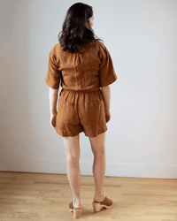 Hartford Saxo Woven Jumpsuit in Toffee 