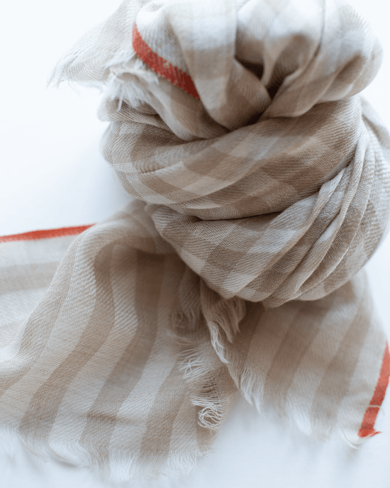 Hartford Accessories Beige Vichy Checks Scarf in Beige