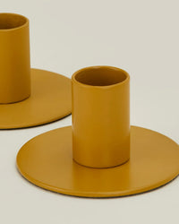 Hawkins New York Home Essential Metal Candle Holders - Set of 2 in Mustard