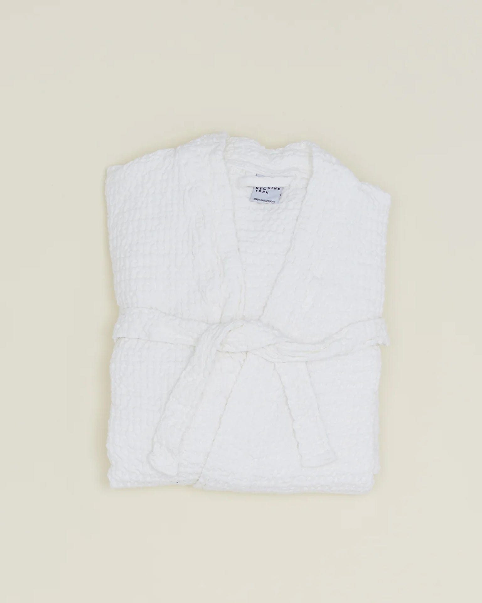 Simple Waffle Bathrobe in White