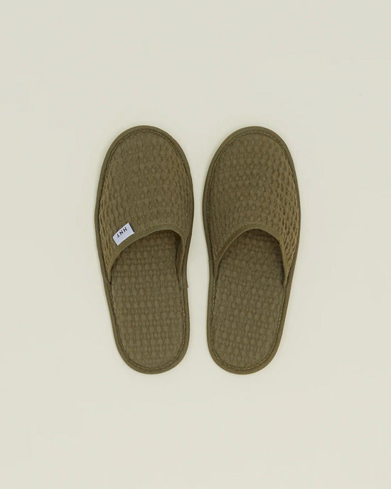 Hawkins New York Home Simple Waffle Slippers in Olive