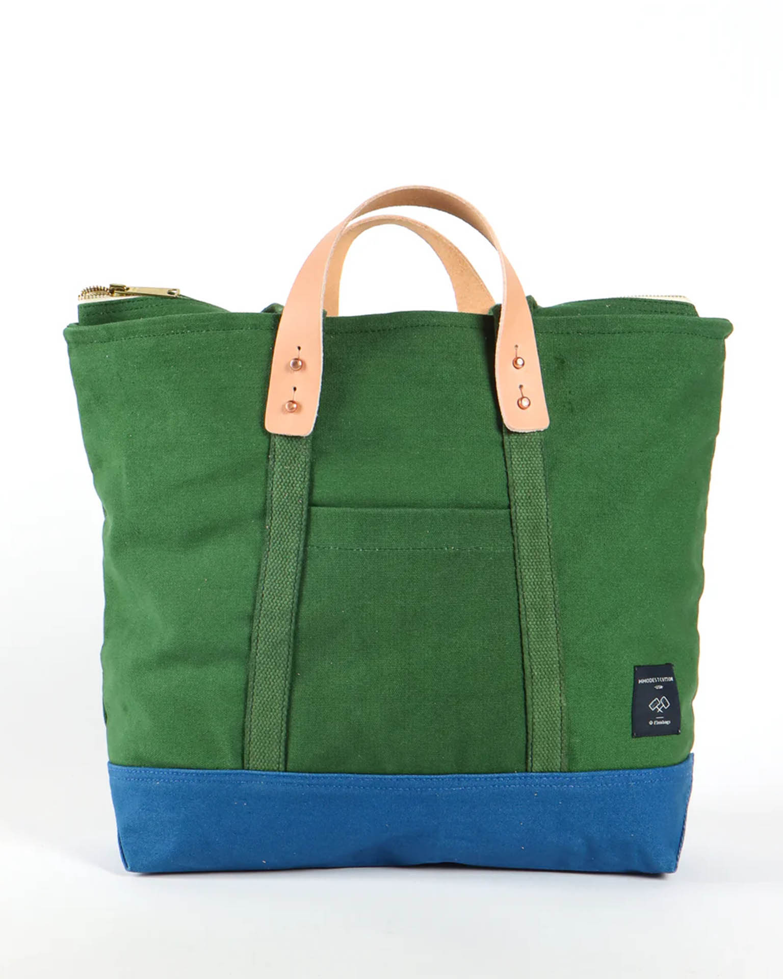 Small Zipper Tote in Pine/Ocean