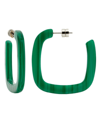 Machete Jewelry Malachite / O/S Midi Square Hoops in Malachite