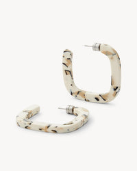 Machete Jewelry Midi Square Hoops in Terrazzo