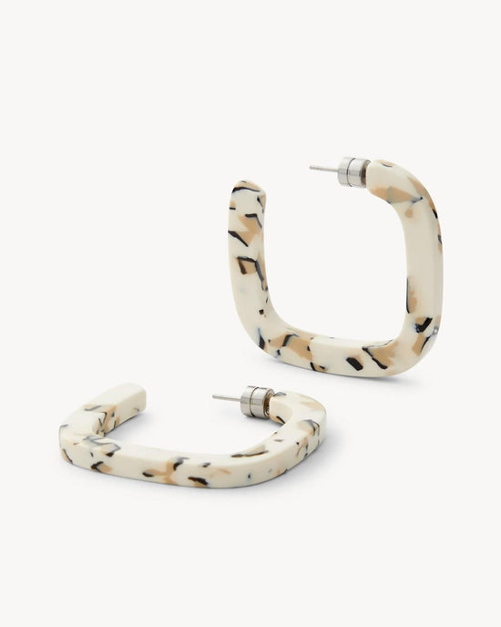 Machete Jewelry Midi Square Hoops in Terrazzo