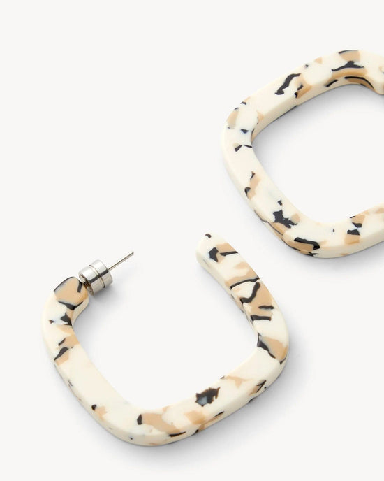 Machete Jewelry Midi Square Hoops in Terrazzo