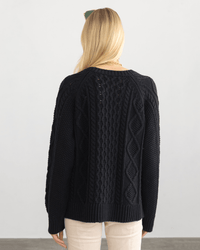 Margaret O'Leary Deidre Cable Pullover in Black 