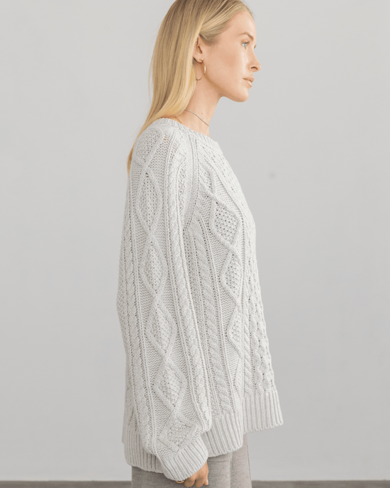 Margaret O'Leary Deidre Cable Pullover in Cloud 