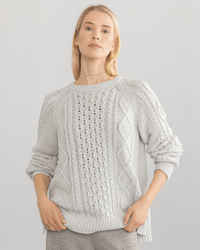 Margaret O'Leary Deidre Cable Pullover in Cloud 