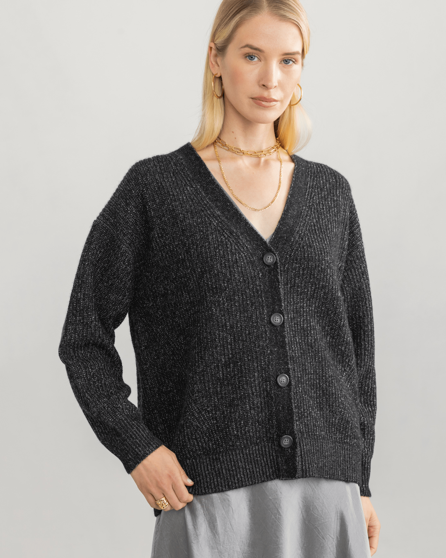 Fairfax Cardi in Black/Pepper