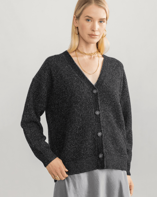 Margaret O'Leary Clothing Fairfax Cardi in Black/Pepper