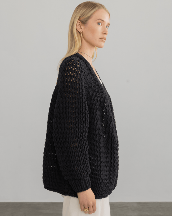 Margaret O'Leary Clothing Black / O/S Handknit Cardigan in Black