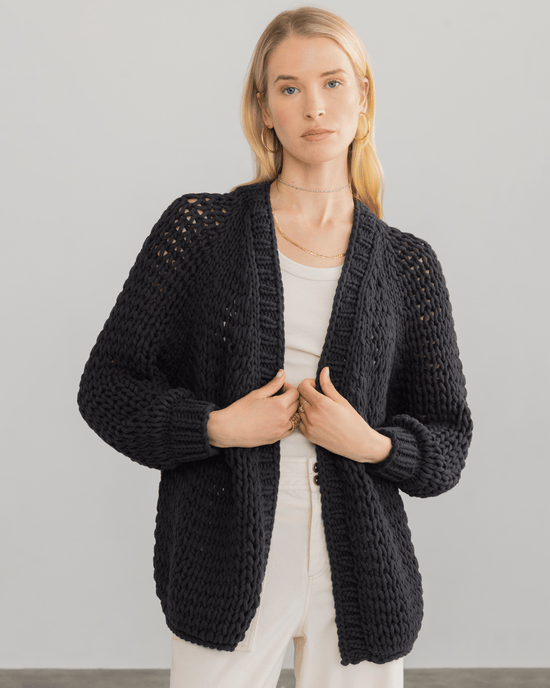 Margaret O'Leary Clothing Black / O/S Handknit Cardigan in Black