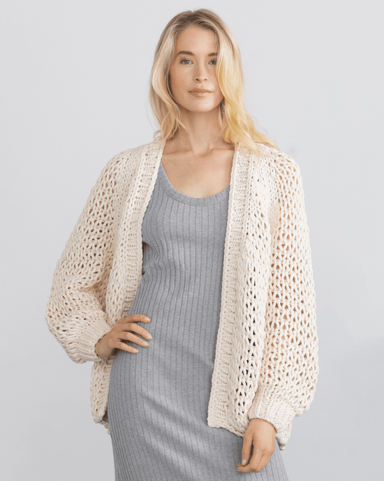 Margaret O'Leary Clothing Ivory / O/S Handknit Cardigan in Ivory