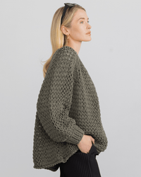 Margaret O'Leary Clothing Olive / O/S Handknit Cardigan in Olive