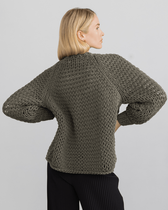 Margaret O'Leary Clothing Olive / O/S Handknit Cardigan in Olive