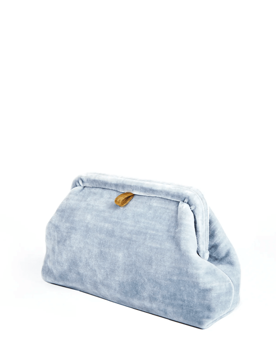 Marian Paquette Accessories Baby Blue Liette Solid Velvet Clutch in Baby Blue