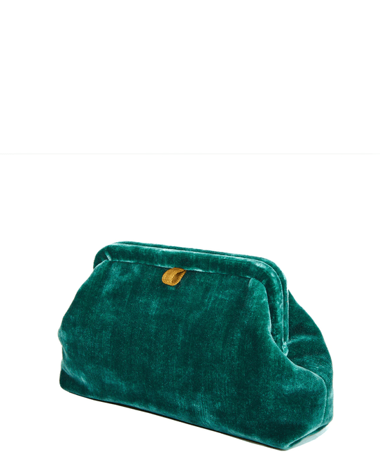 Marian Paquette Accessories Forest Green Liette Solid Velvet Clutch in Forest Green