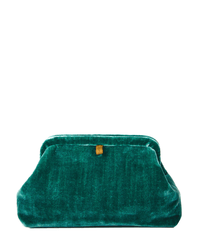 Marian Paquette Accessories Forest Green Liette Solid Velvet Clutch in Forest Green