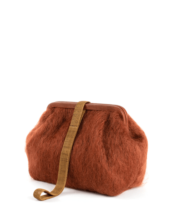 Marian Paquette Accessories Chestnut Susan Solid Mohair Clutch in Chestnut