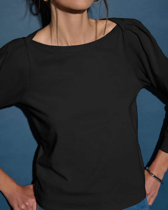 Nation LTD Clothing Amelie Envelope Neck Top in Jet Black