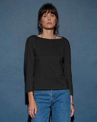 Nation LTD Clothing Amelie Envelope Neck Top in Jet Black