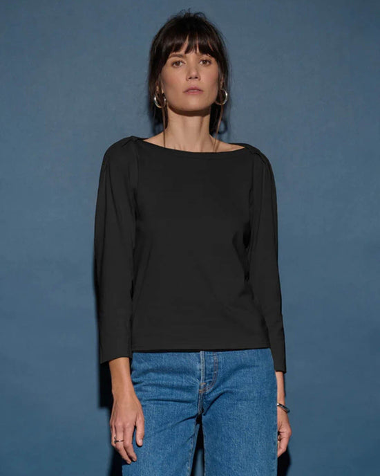 Nation LTD Clothing Amelie Envelope Neck Top in Jet Black