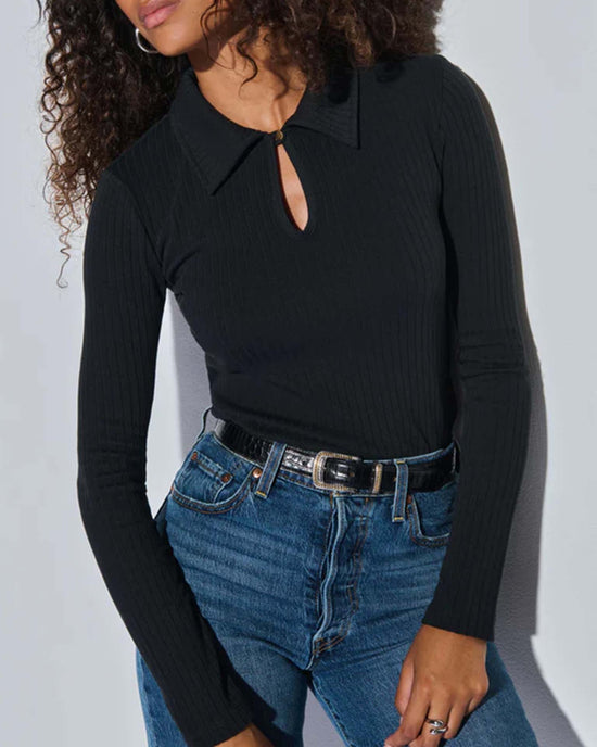 Nation LTD Clothing Coco Keyhole Top in Jet Black