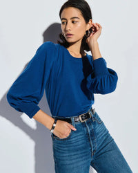 Nation LTD Loren Peasant Top in Galaxy Blue 