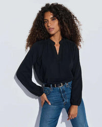 Nation LTD Clothing Maya V-Neck Top in Jet Black