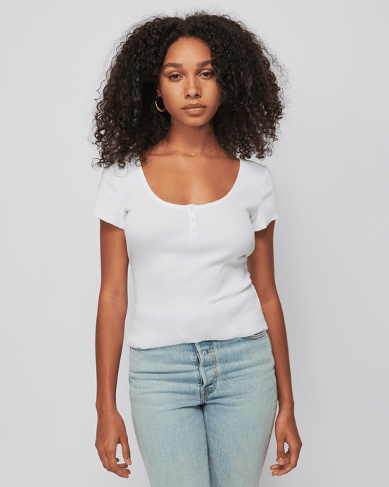 Nation LTD Quinn Wrap Tee in White 